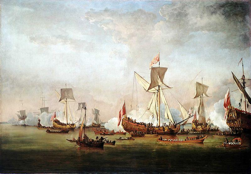 Willem van de Velde the Elder The Departure of William of Orange and Princess Mary for Holland Germany oil painting art